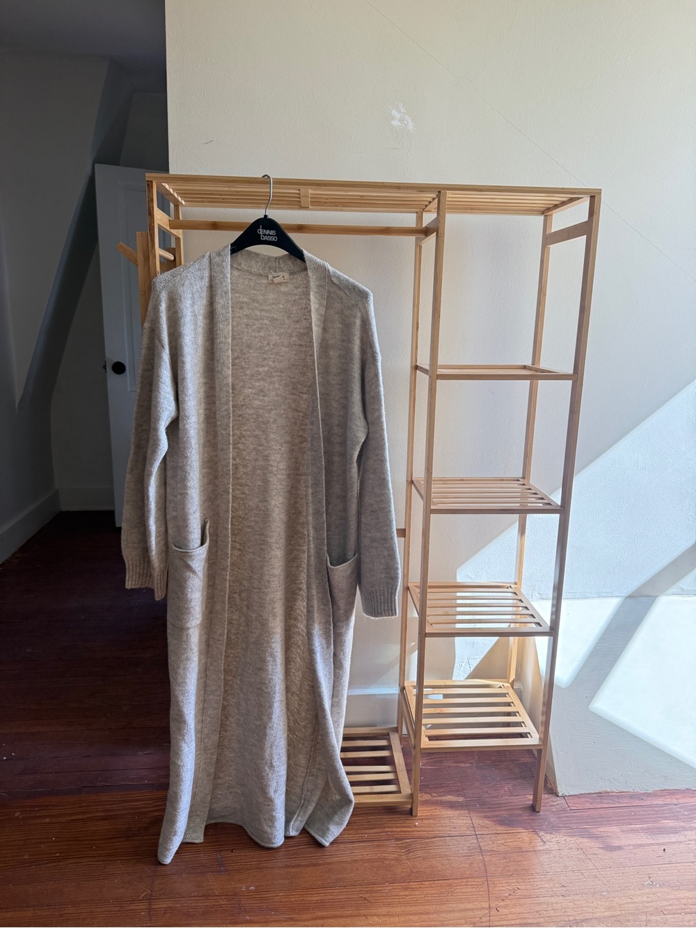 Long Open-Front Gray Knit Cardigan UpWest